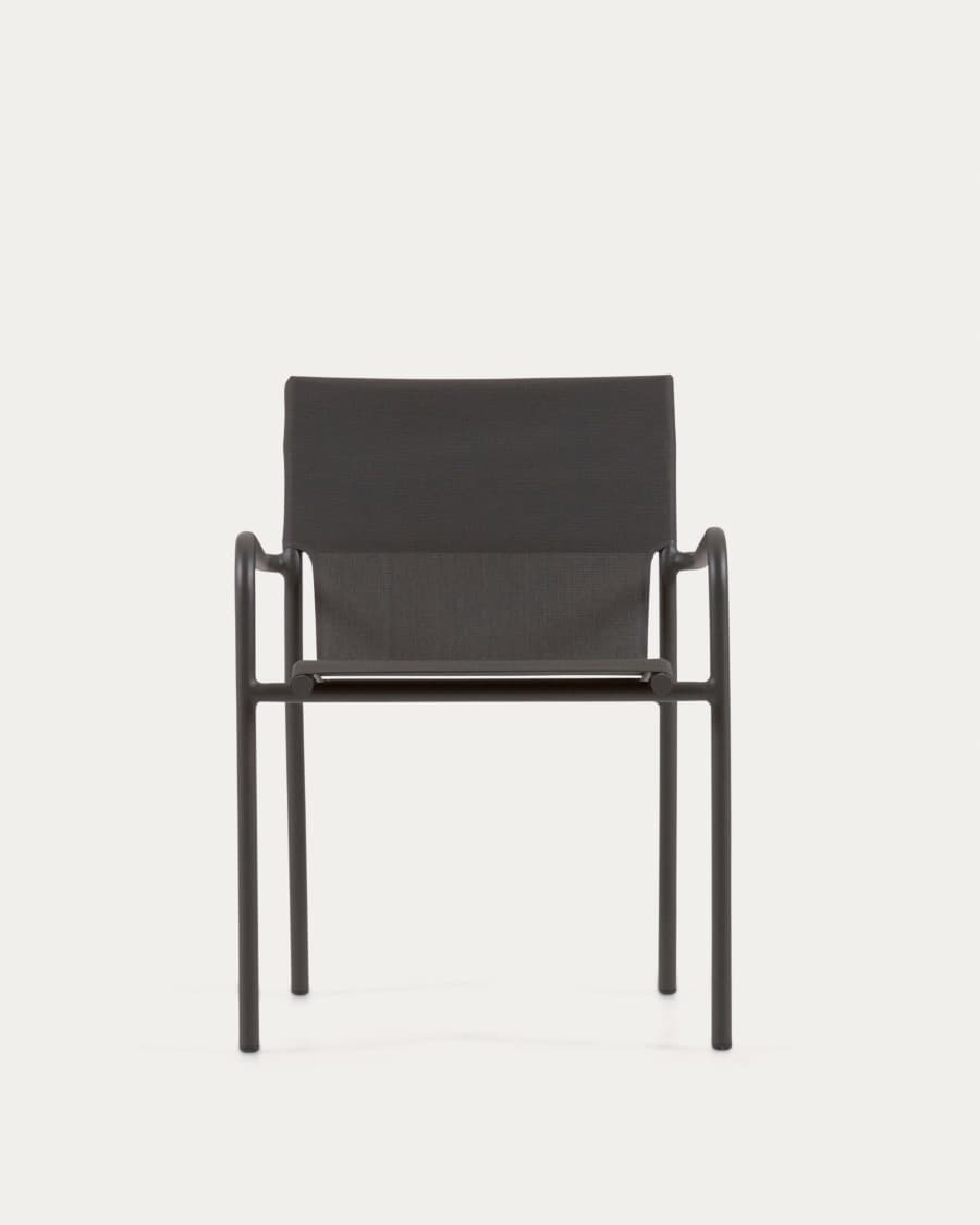 Zaltana stackable outdoor chair in aluminium with a matt dark grey painted finish