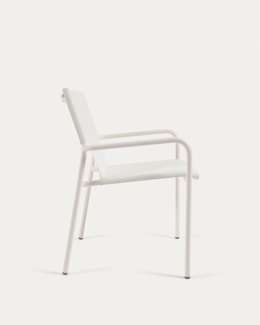 Zaltana stackable outdoor chair in aluminium with a matte white painted finish