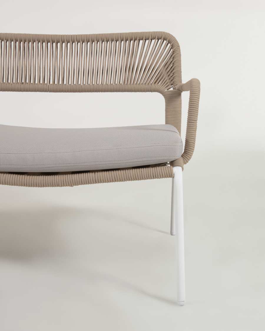 Cailin 2-Sitzer Sofa beiges Seil und verzinkte Stahlbeine weiß 150 cm