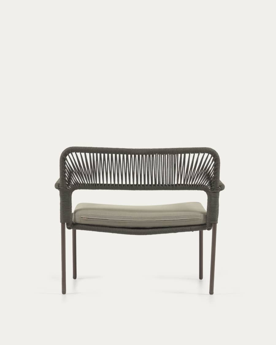 Cailin armchair in green cord with galvanised steel legs painted dark green