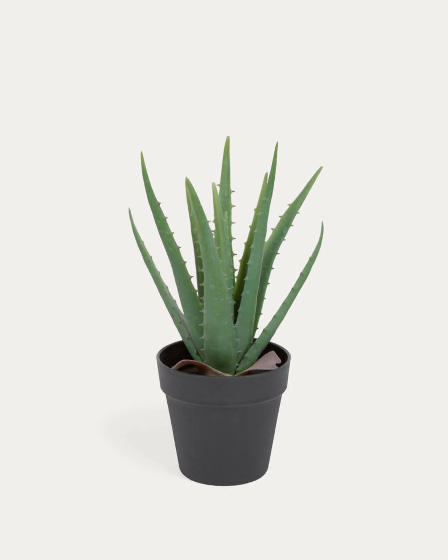 Artificial Aloe Vera with black plantpot 36 cm