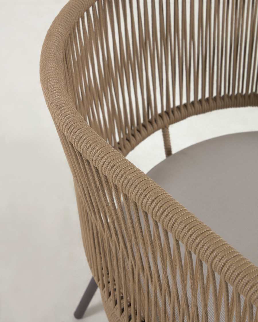 Nadin armchair in beige cord with galvanised steel legs