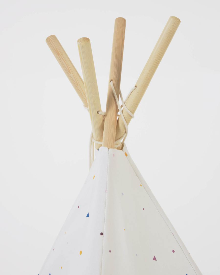 Tipi Miris 100 % coton multicolore et pieds en bois de pin