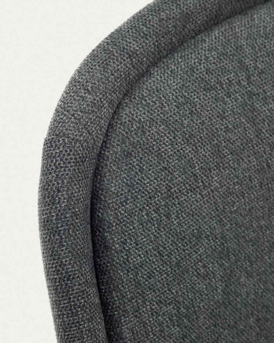 Aimin chair in grey chenille and steel legs with a matte black painted finish