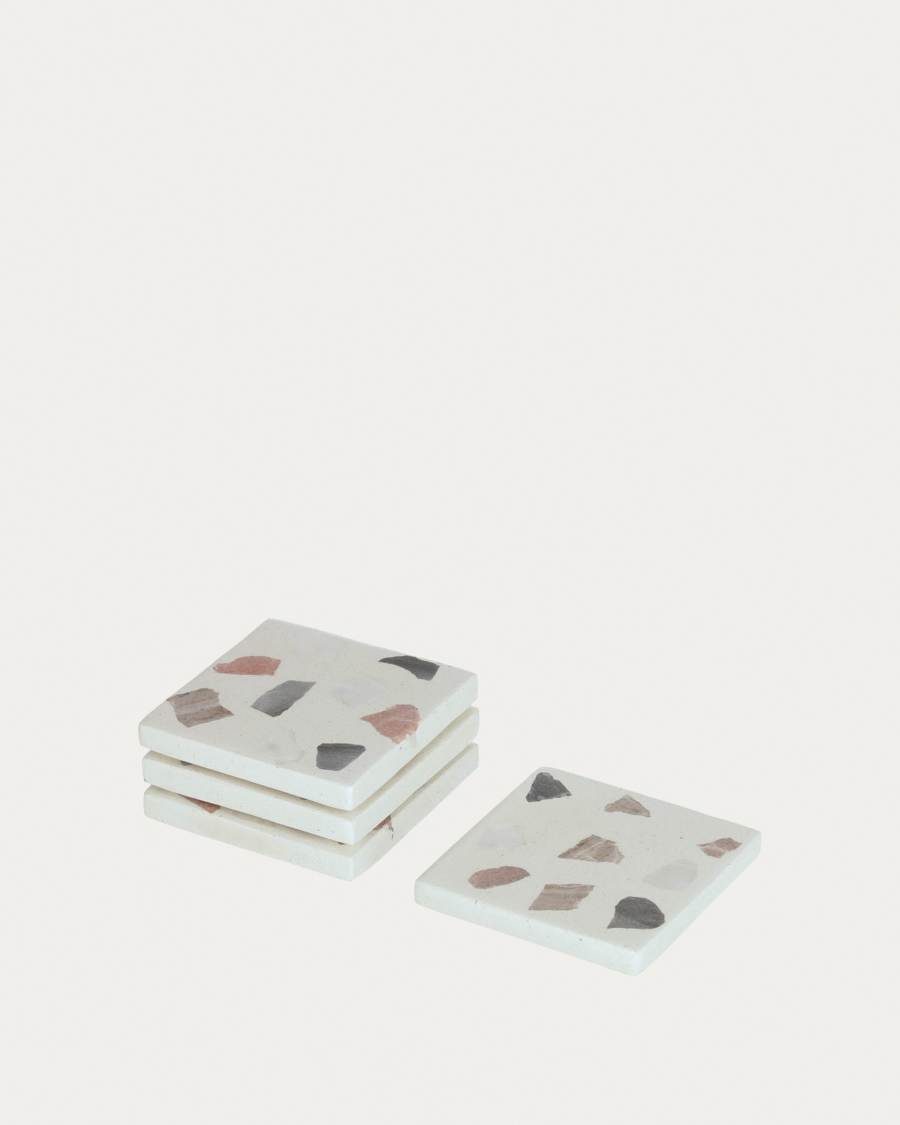 Lot Temira de 4 dessous de verre en terrazzo multicolore