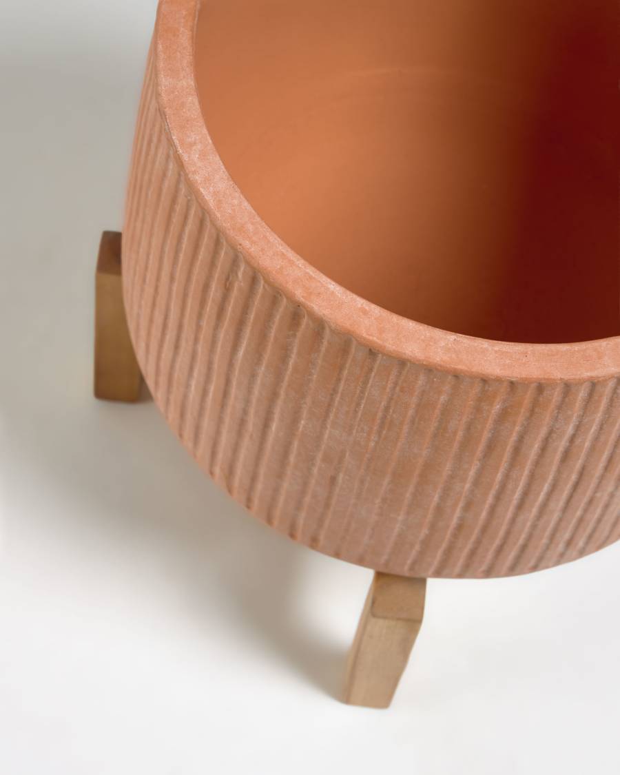 Cache-pot Denpasar en terre cuite et bois d'acacia Ø 25 cm