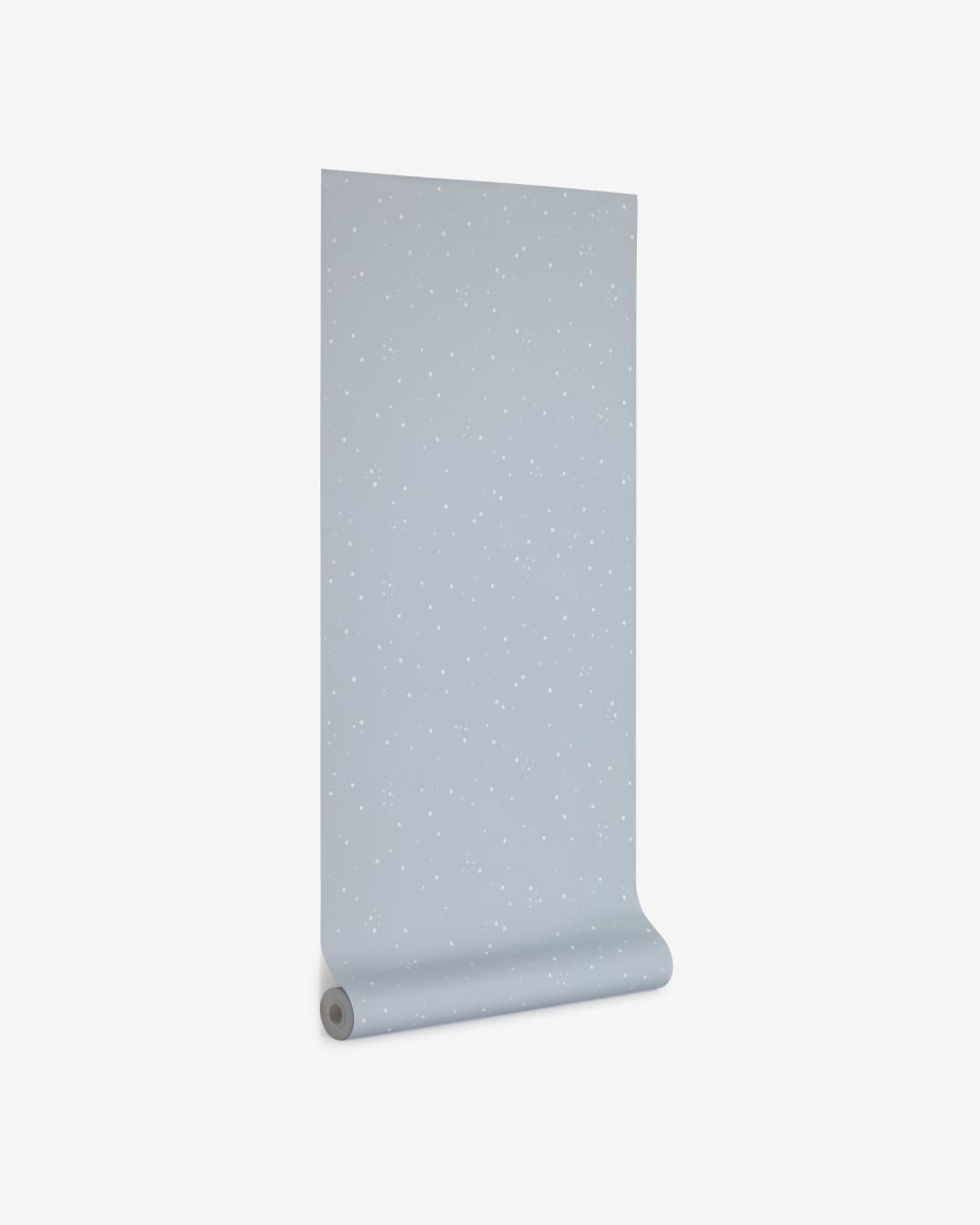 Ludmila behang in grijs met witte sterrenprint, 10 x 0,53 m, FSC MIX Credit