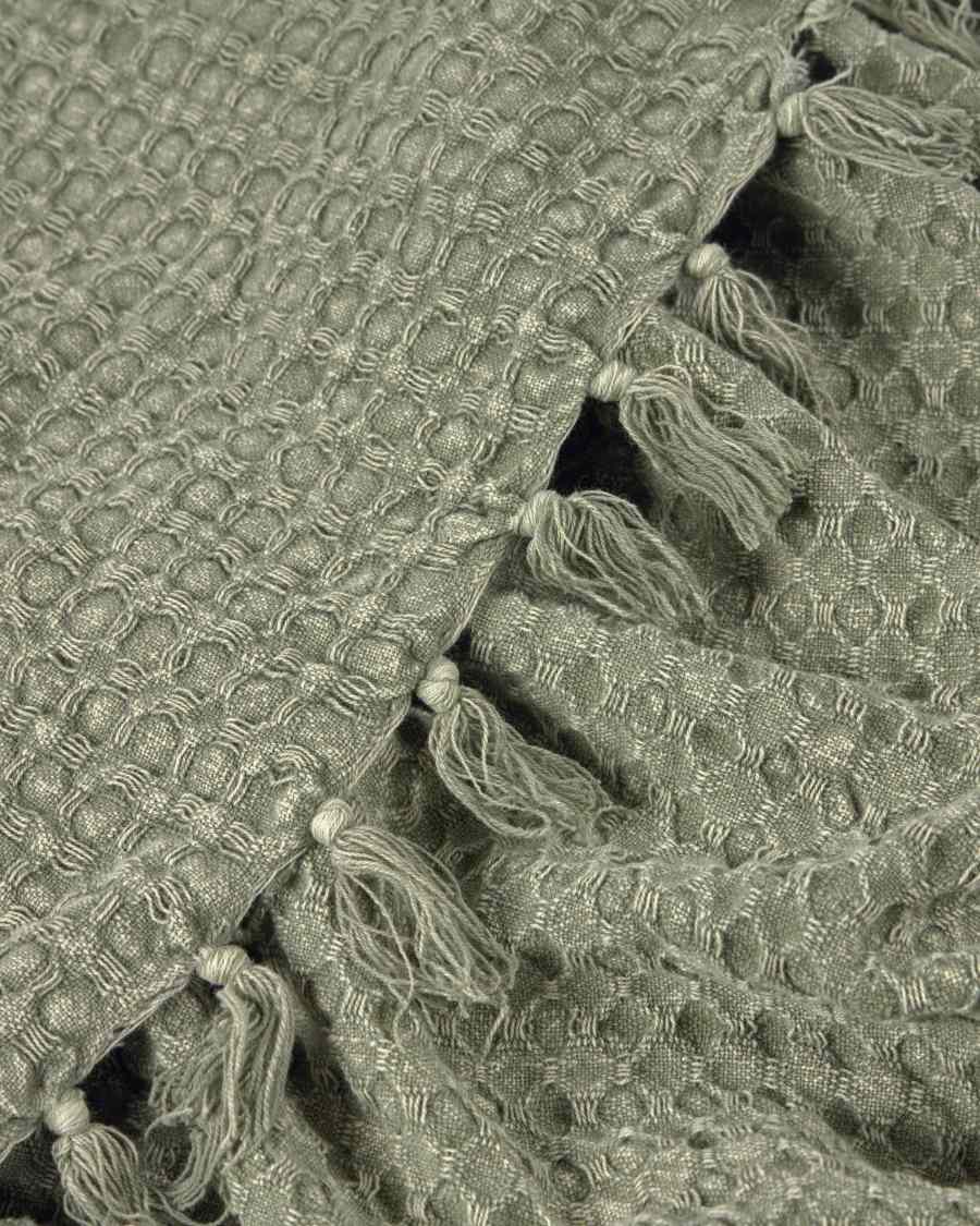 Shallow 100% cotton blanket in green 130 x 170 cm