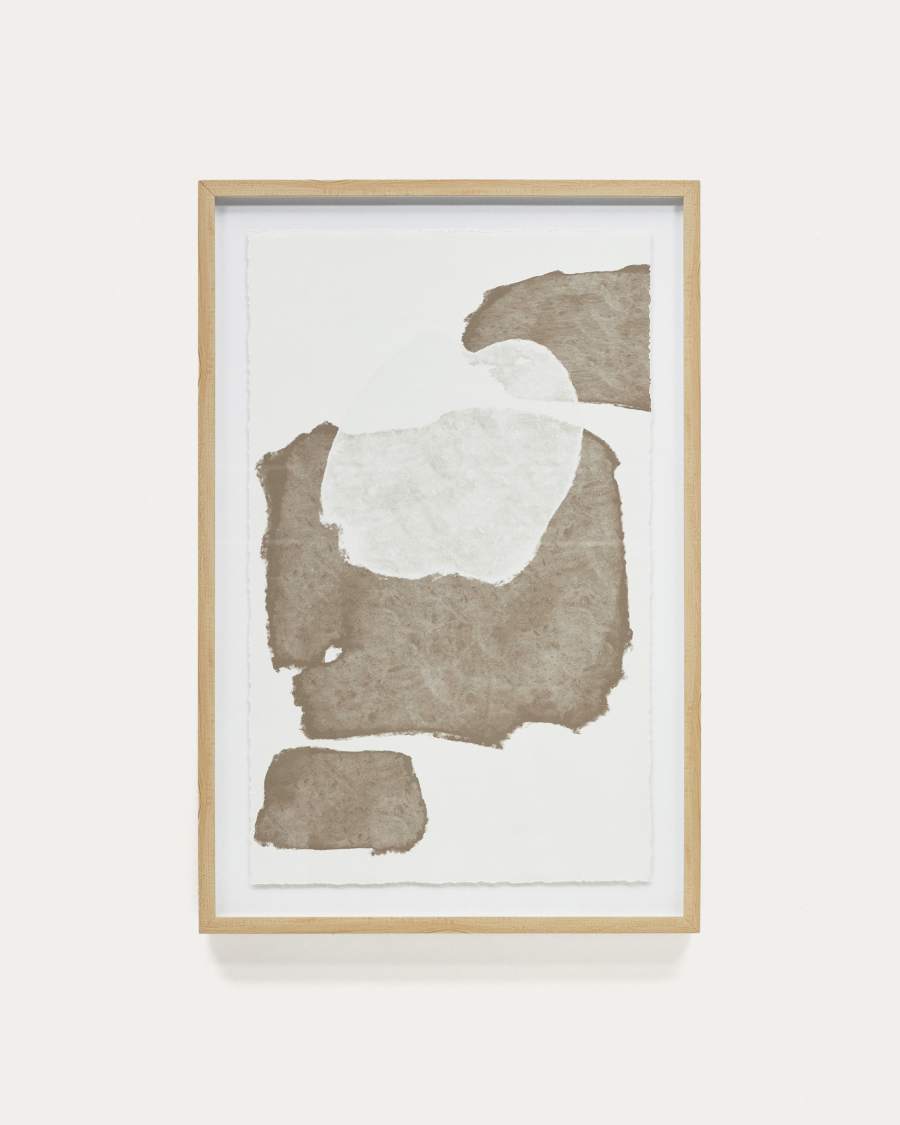 Tableau abstrait Torroella blanc et marron 60 x 90 cm