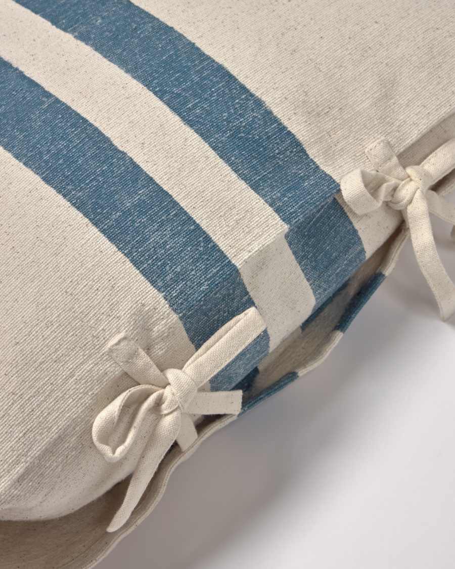 Funda coixí Ziza 100% cotó ratlles gruixudes blau i blanc 45 x 45 cm