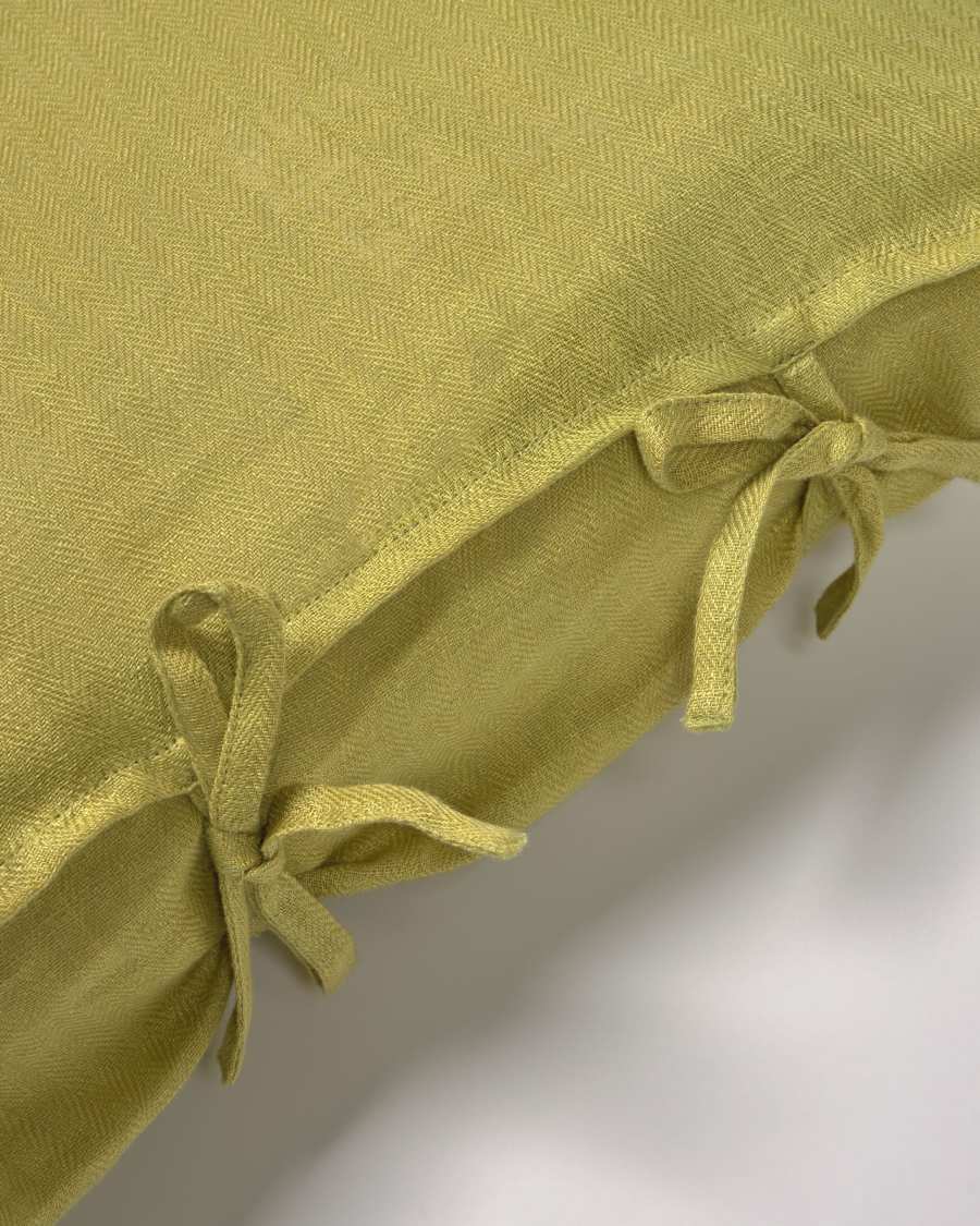 Tazu 100% linen cushion cover in green 45 x 45 cm