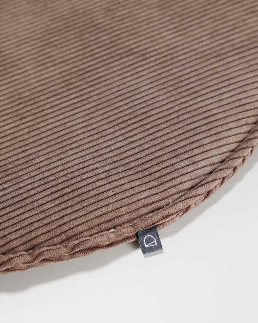 Galette de chaise ronde Sora velours côtelé marron Ø 35 cm