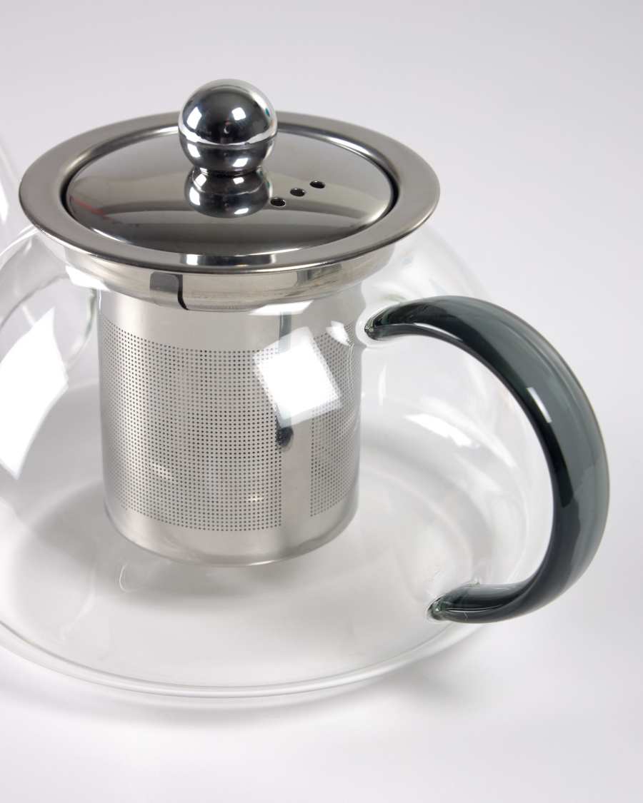 Dolis transparent and grey glass teapot