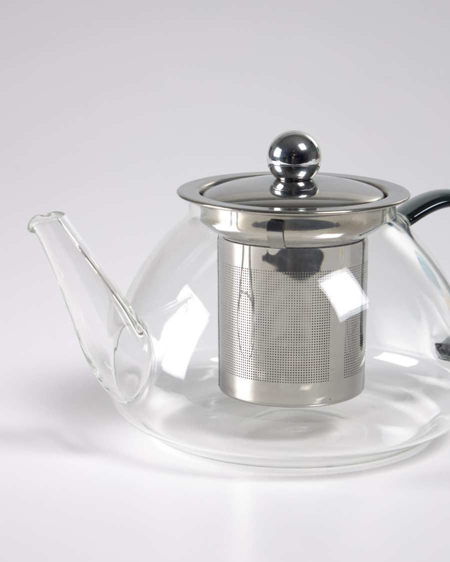 Dolis transparent and grey glass teapot