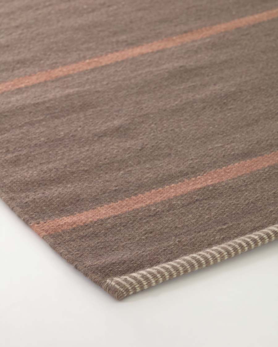 Tappeto Caliope in lana e cotone marrone 160 x 230 cm