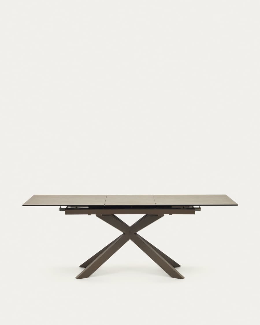 Taula extensible Atminda porcellànic i potes d'acer acabat gris 160(210)x90 cm