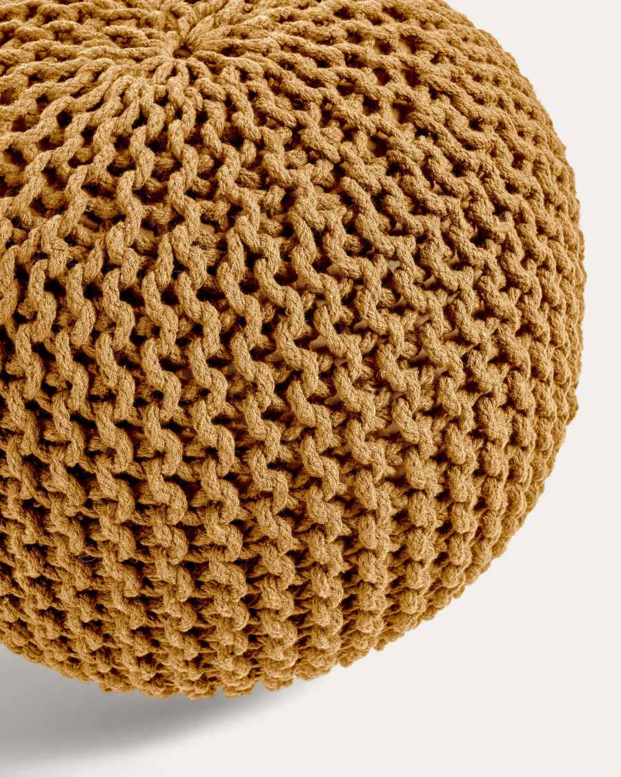 Pouf rotondo Chloe 100% cotone senape Ø 50 cm