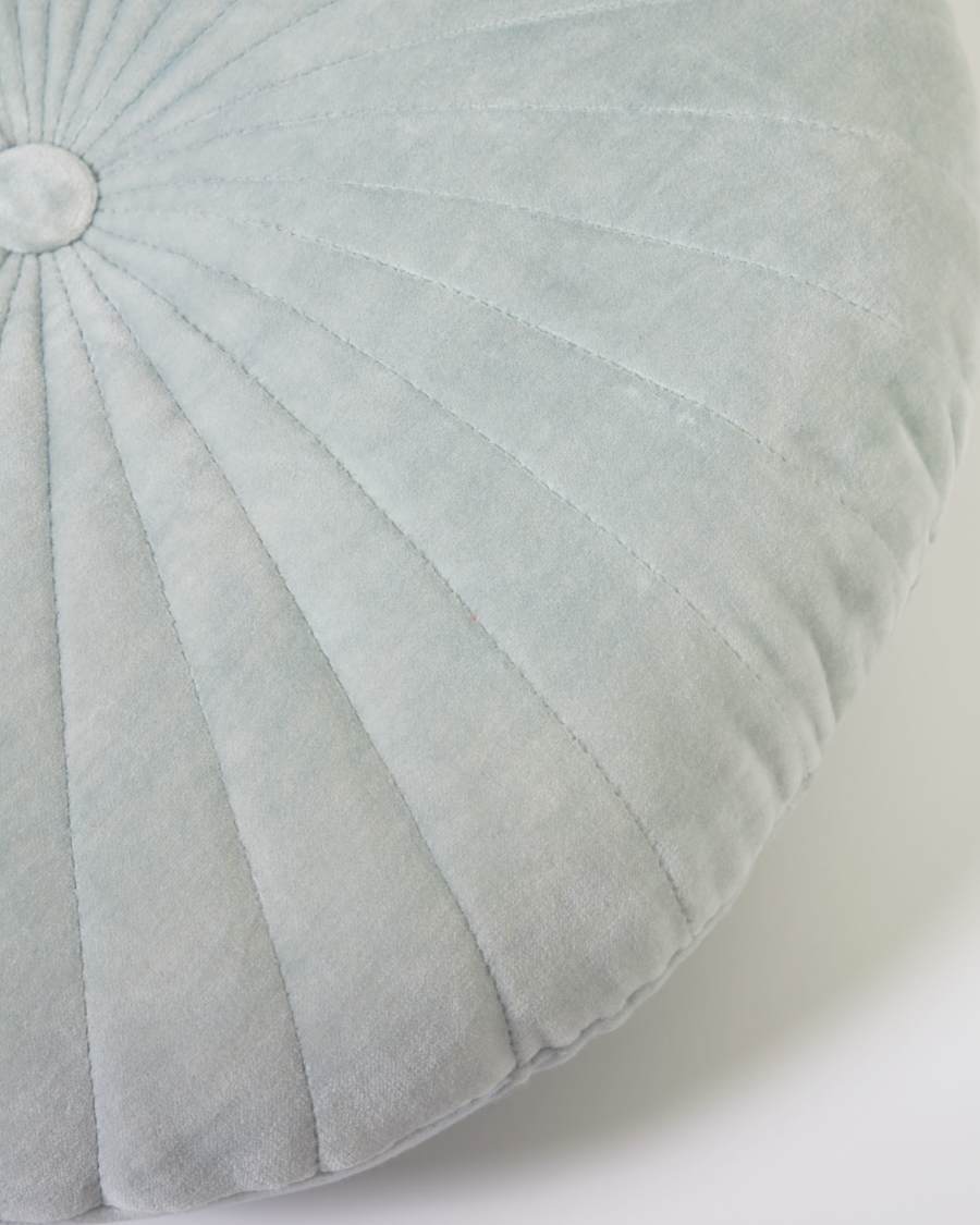 Almofada redonda Brunetta de veludo turquesa-claro Ø 35 cm
