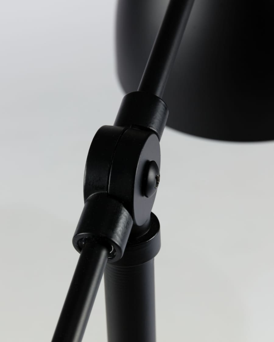 Tescarle table lamp in beech wood and steel with black finish UK adapter