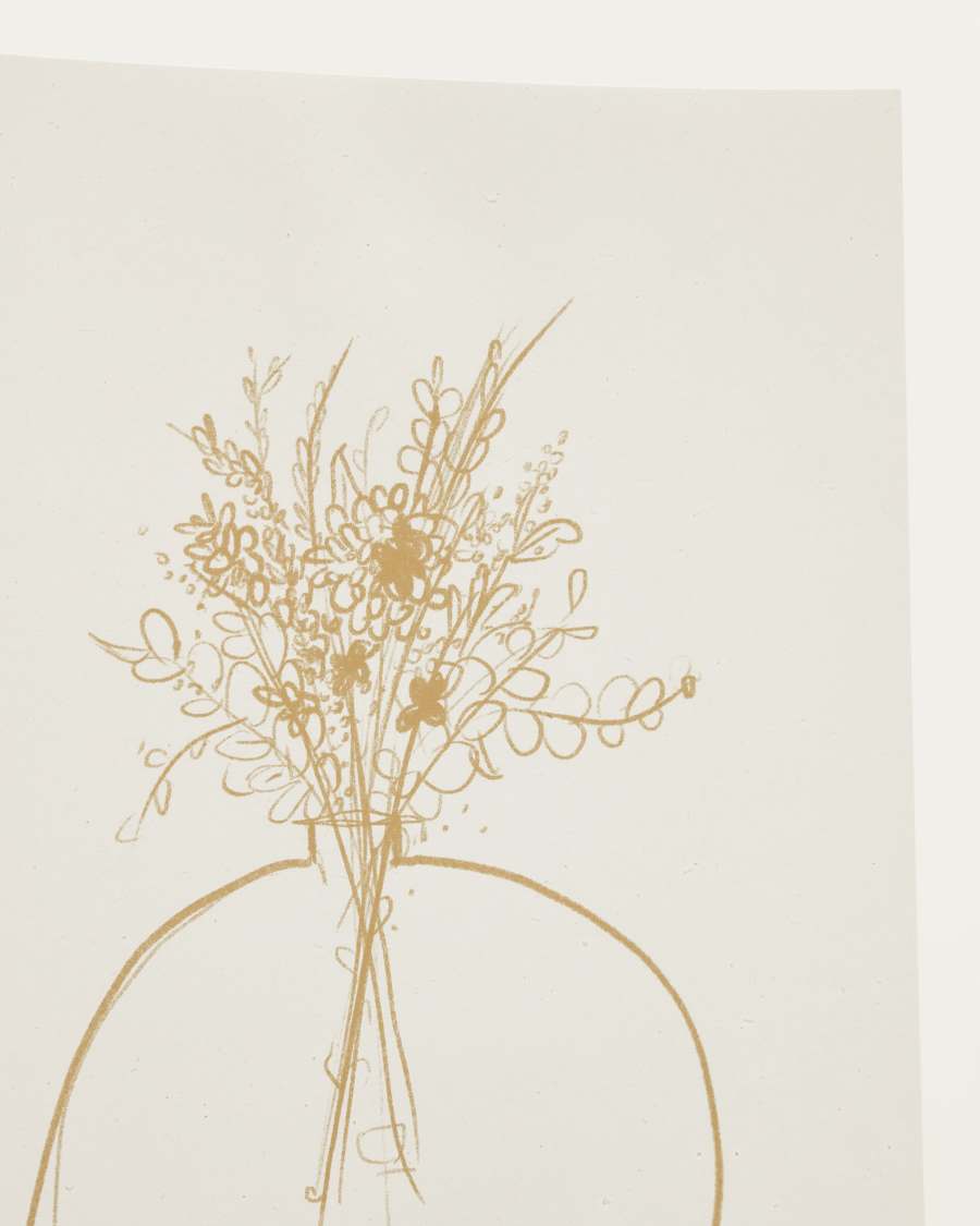 Làmina Erley de paper beix amb gerro de flors mostassa 21 x 28 cm