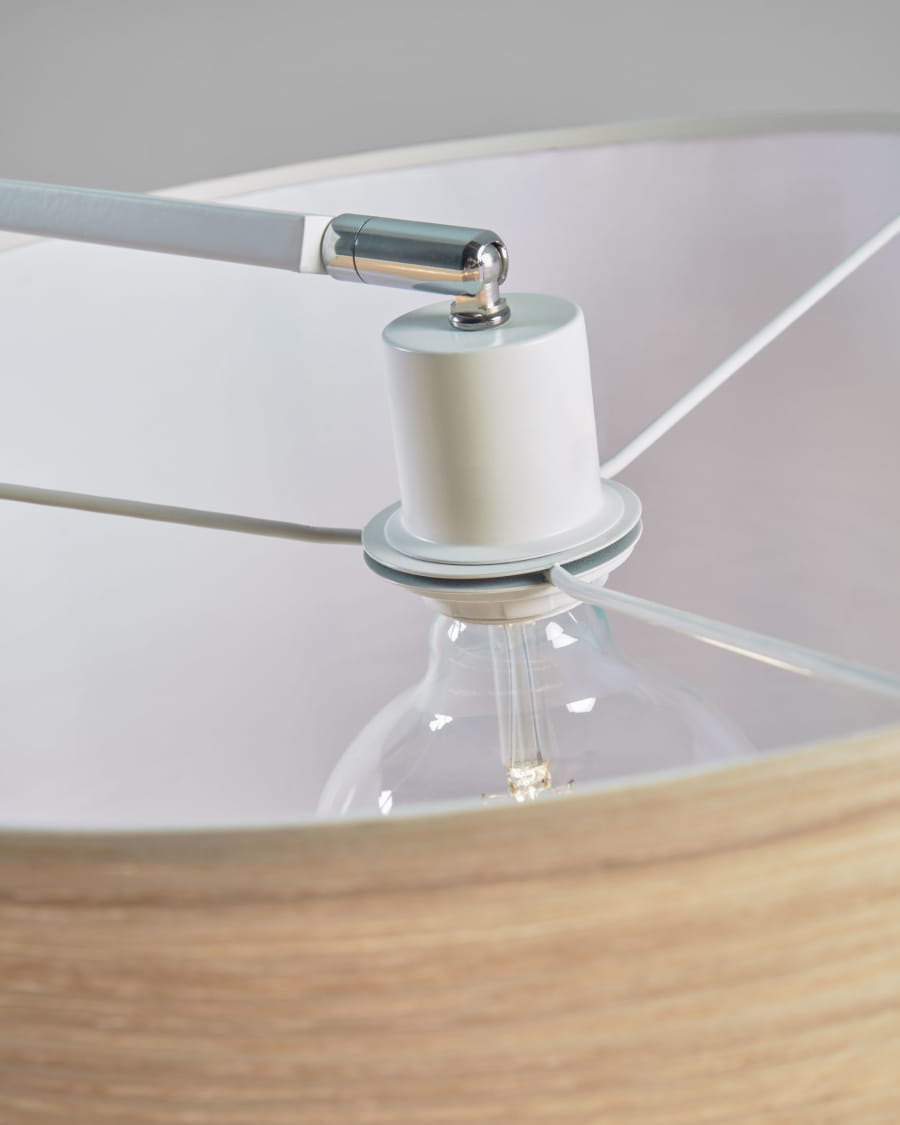 Juhe ash veneer floor lamp in white steel and marble