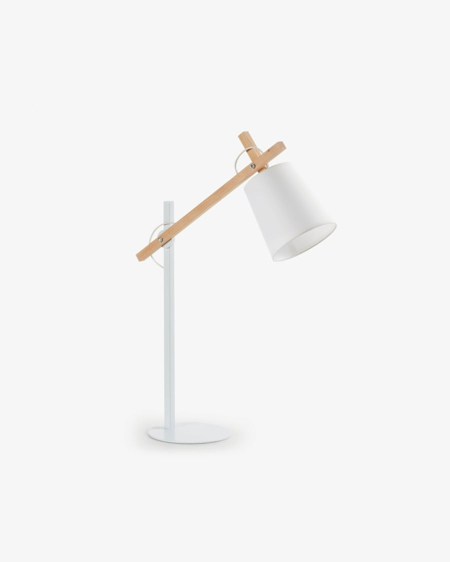 Kosta table lamp made of steel and solid beech wood UK adapter