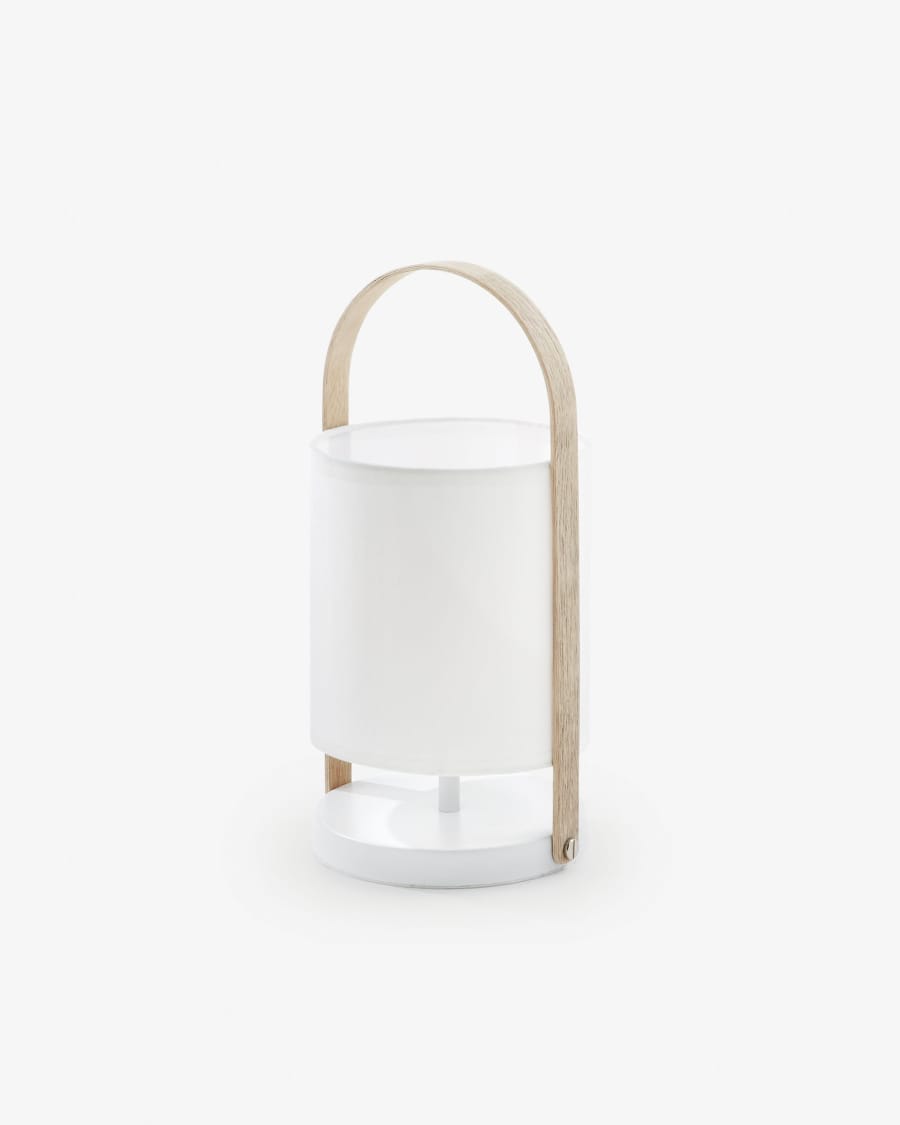Zayma table lamp in beech wood and white cotton UK adapter