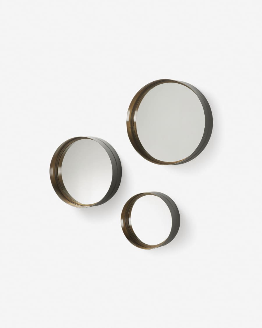 Wilton set of 3 mirrors in steel, Ø 35 cm / Ø 30 cm / Ø 23 cm