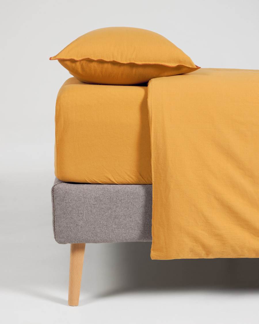 Ibelis mustard yellow bedding set 135 x 190 cm organic cotton (GOTS)
