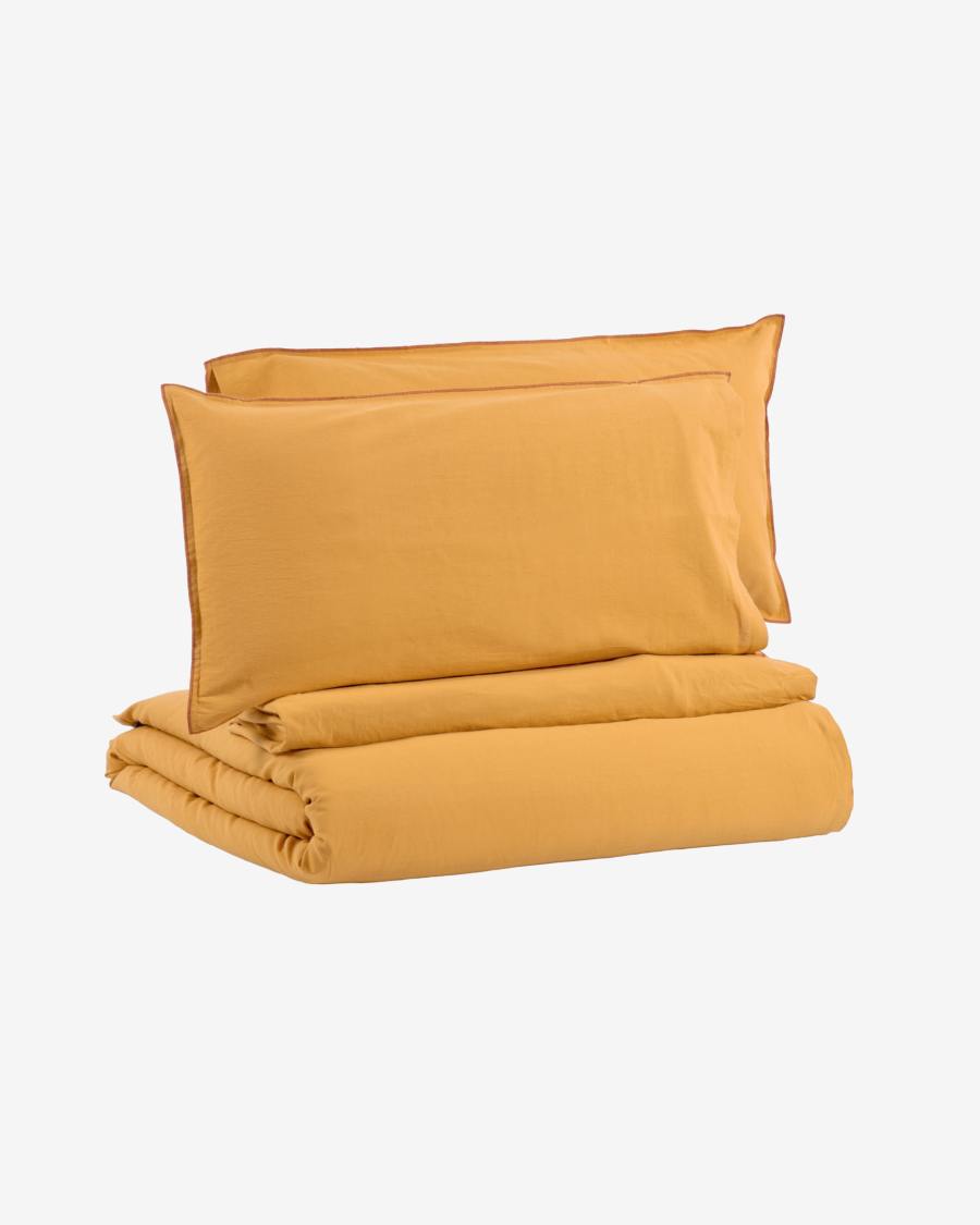 Ibelis mustard yellow bedding set 135 x 190 cm organic cotton (GOTS)