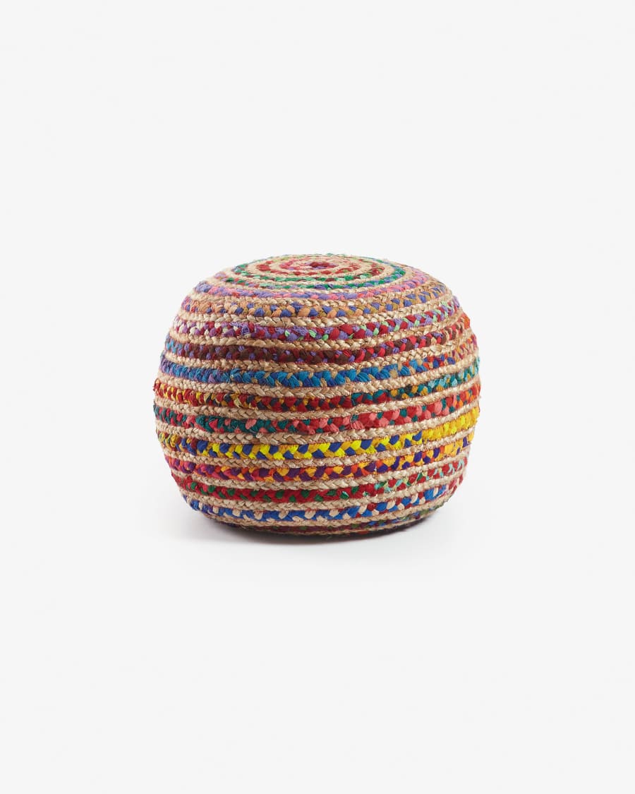 Puf Saht de yute y algodón multicolor Ø 50 cm