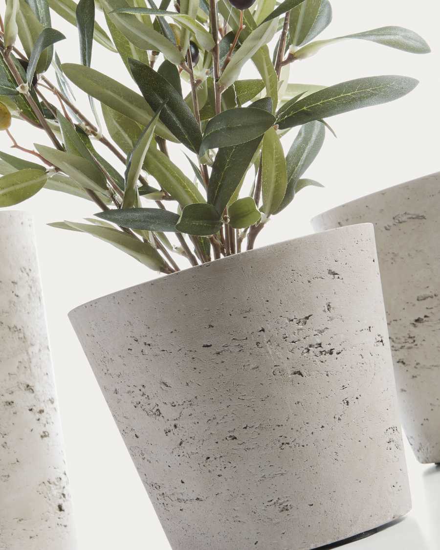 Low set of 3 planters grey Ø 23,5 cm / Ø 16,5 cm / Ø 14 cm