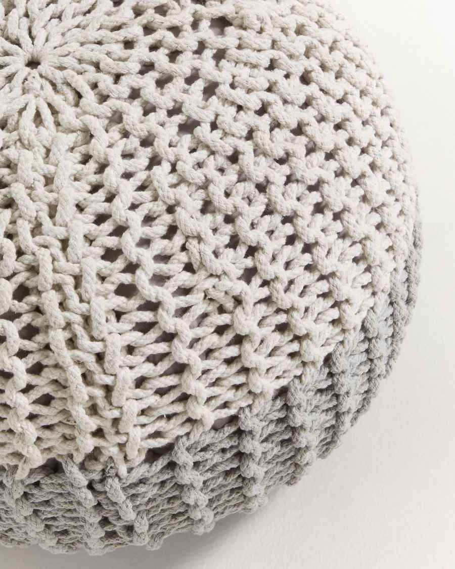 White and grey Arnot pouf Ø 50 cm