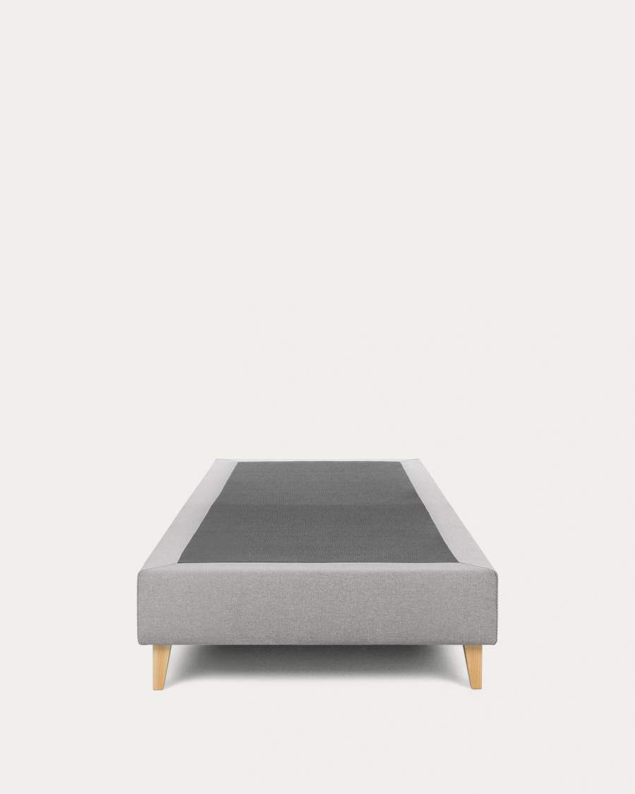 Nikos tall bed base in grey with solid beech wood legs for a 90 x 190 cm mattress