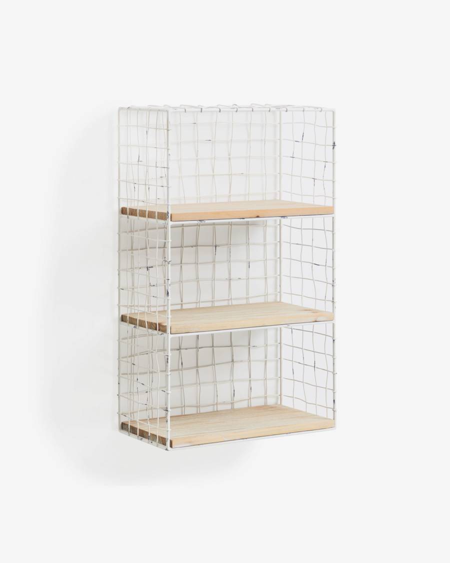 Deland wall shelves in solid fir and steel with white finish 30 x 50 cm