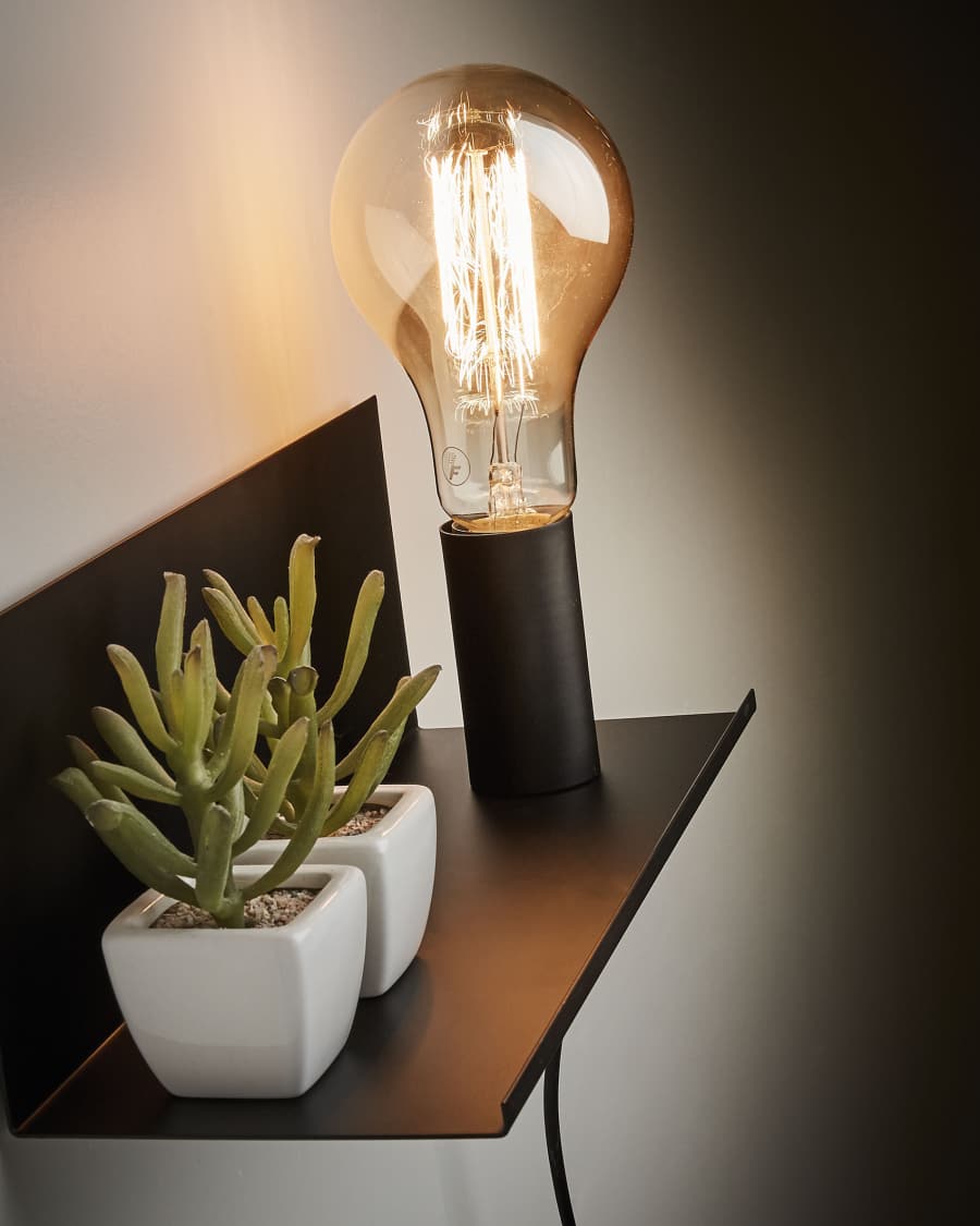 Hannah wall light in steel with black finish 35 cm UK adapter