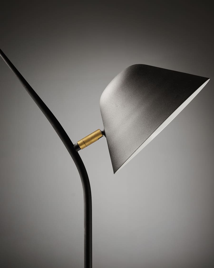 Aurelia floor lamp in steel with black finish UK adapter