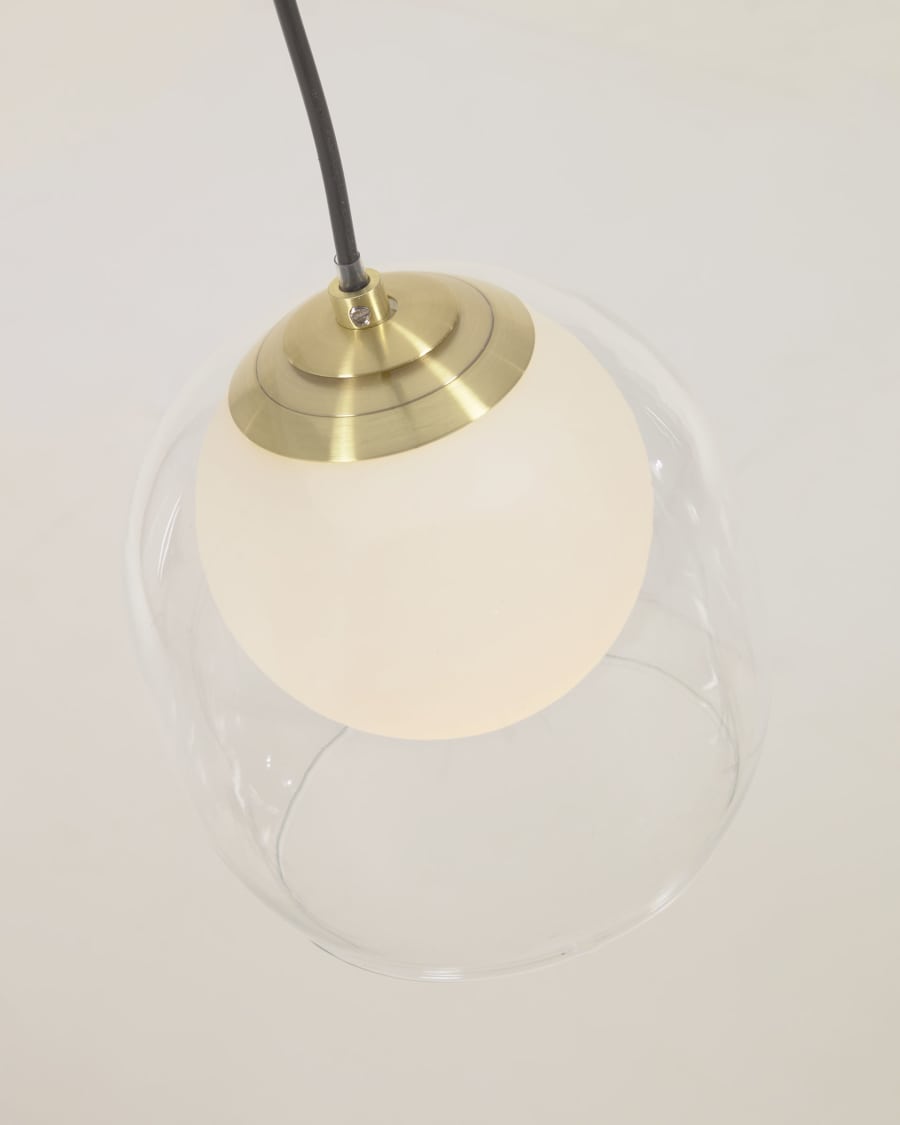 Belkis ceiling light in glass and metal with brass finish