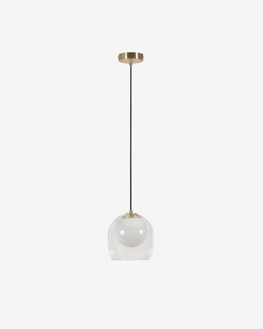 Belkis ceiling light in glass and metal with brass finish