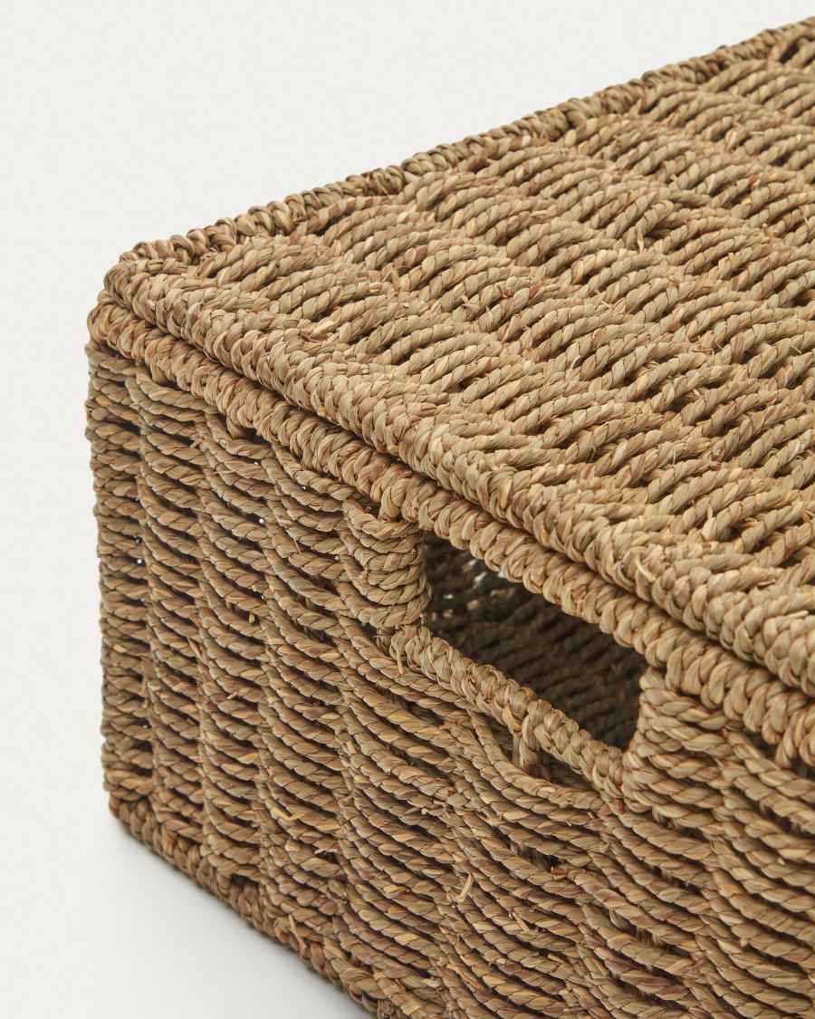 Tossa set of 2 natural fiber baskets with lids, 55 x 36 cm / 60 x 40 cm