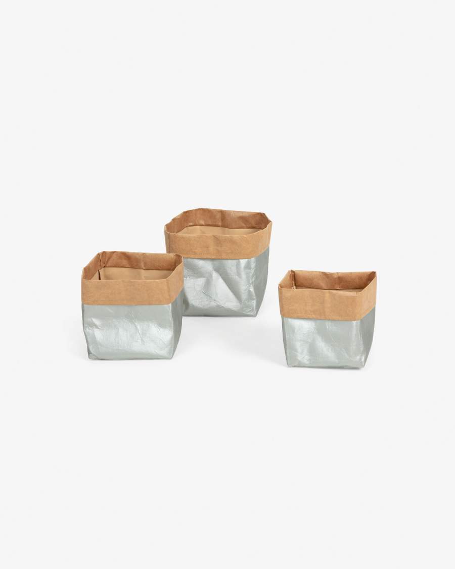 Set Kamori de 3 paniers argent