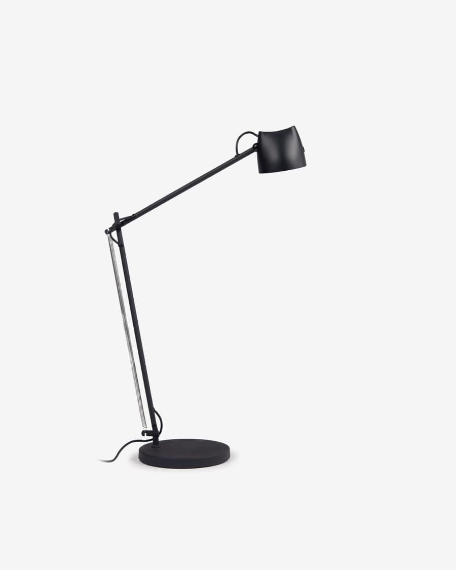 Lámpara de mesa Eldina de metal con acabado negro