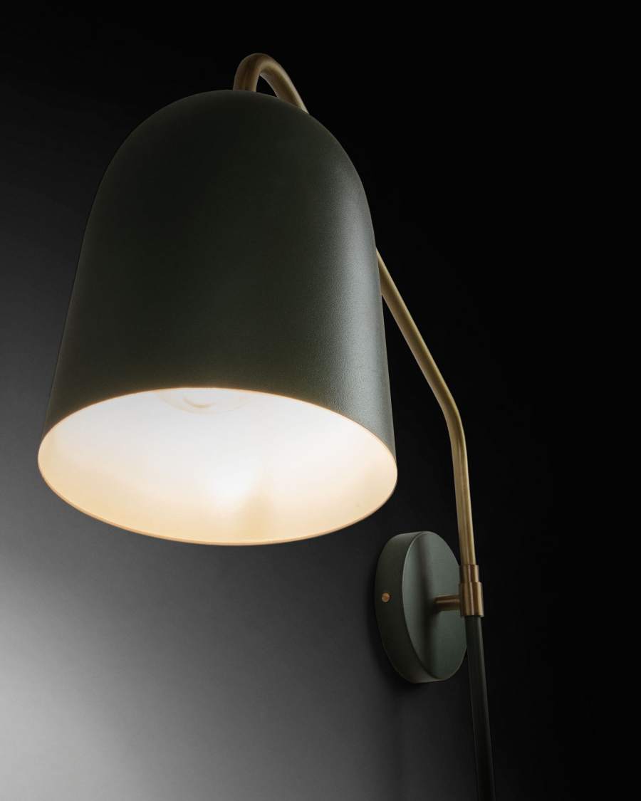 Audrie wall light in steel with green painted finish UK adapter