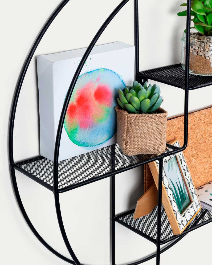 Étagère murale Across en acier avec finition noire Ø 55 cm