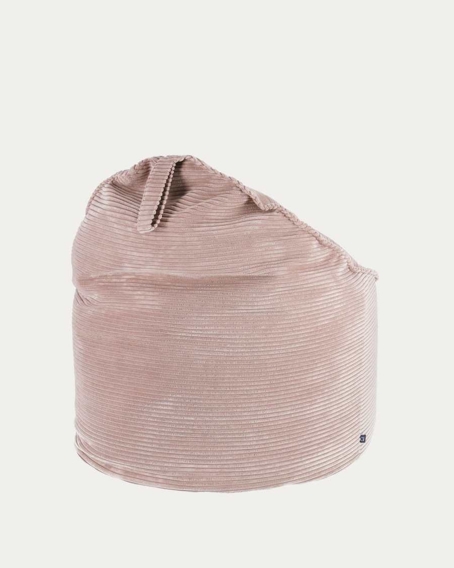 Wilma pouffe in pink wide seam corduroy, Ø 80 cm