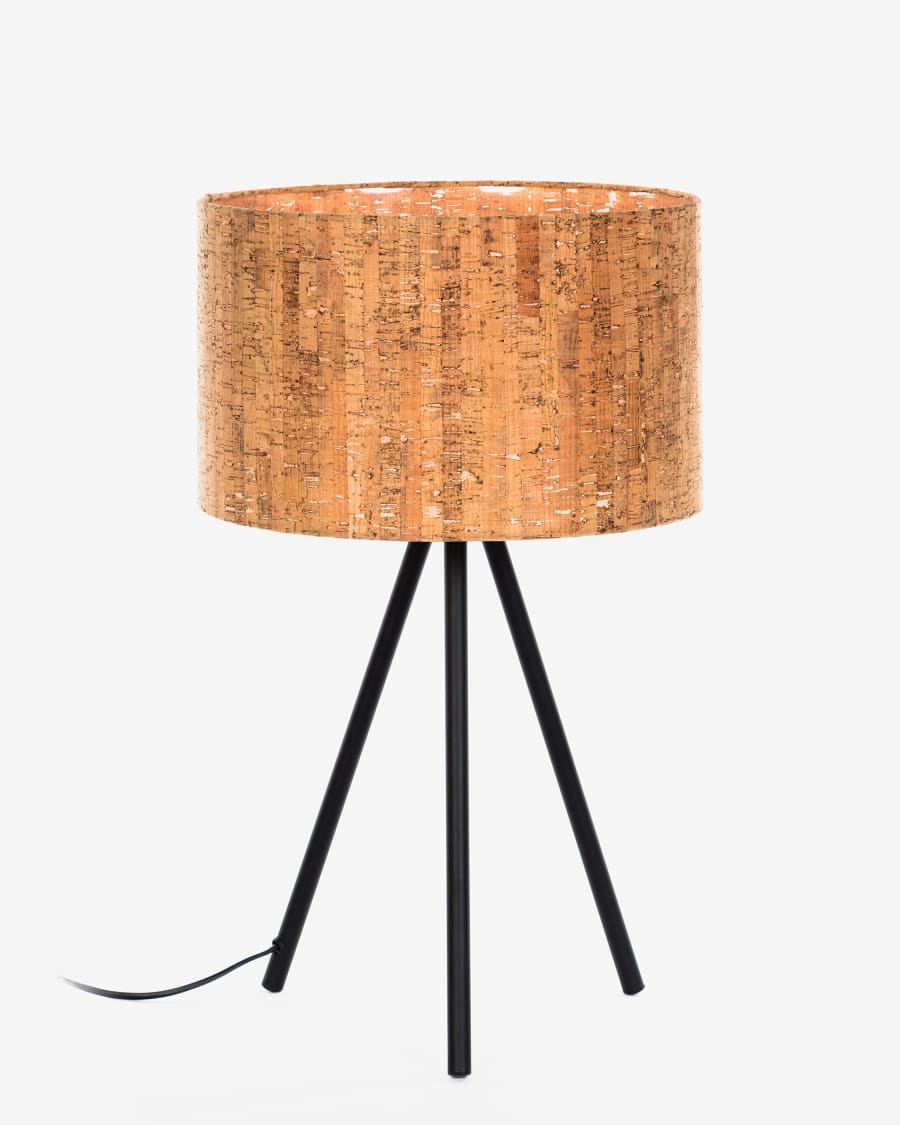 Lámpara de mesa Shaden de corcho y acero