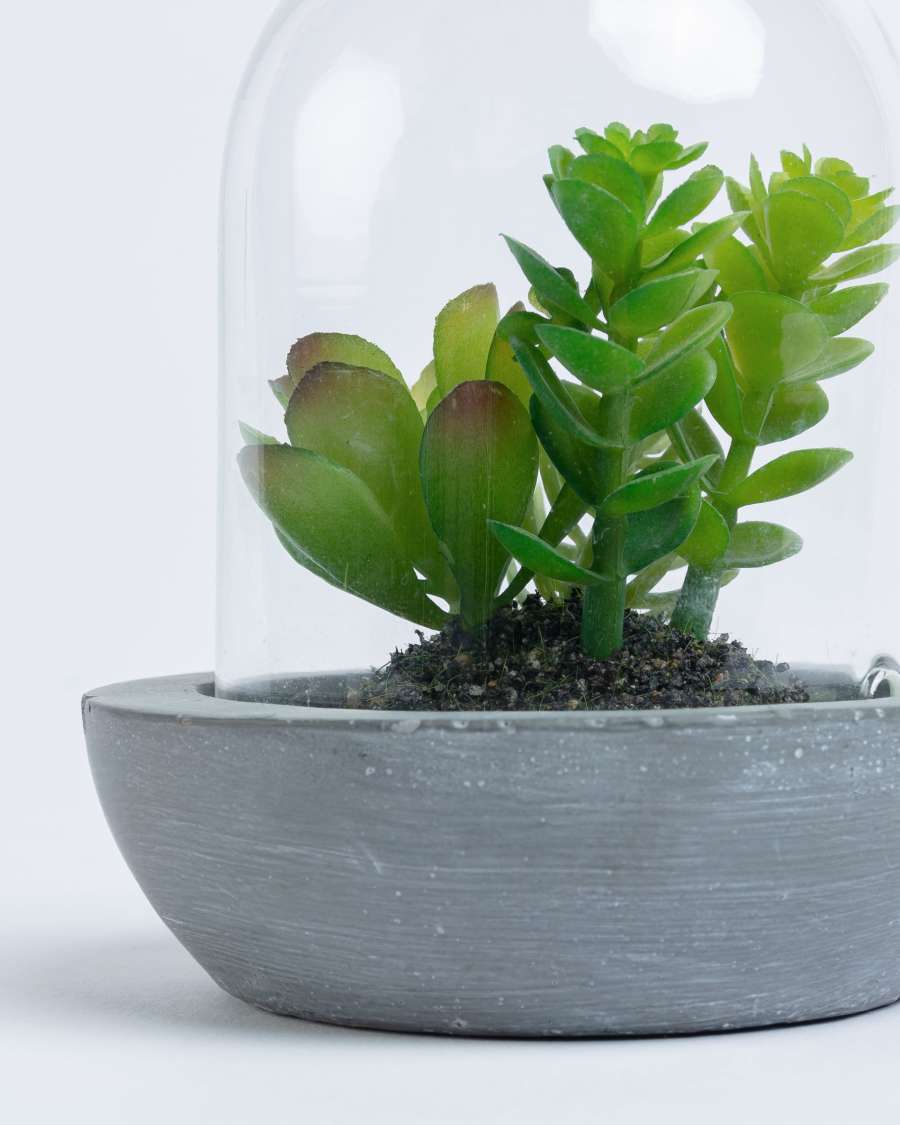 Artificial Suculenta mix in ceramic and glass pot