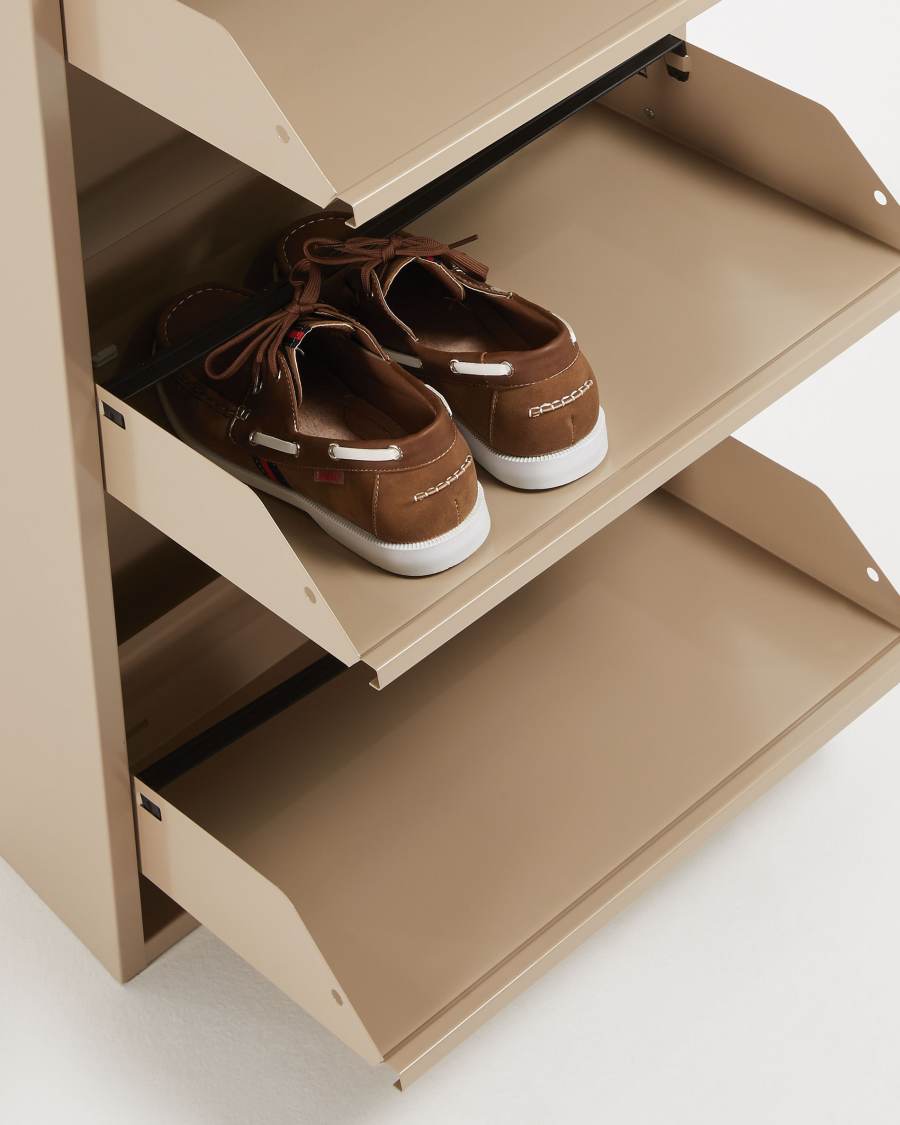 Schuhschrank Rox beige aus Stahl mit 5 Fächern für 15 Paar Schuhe