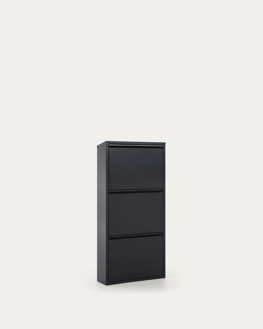 Ode shoe rack with 3 doors in dark grey, 50 x 103 cm