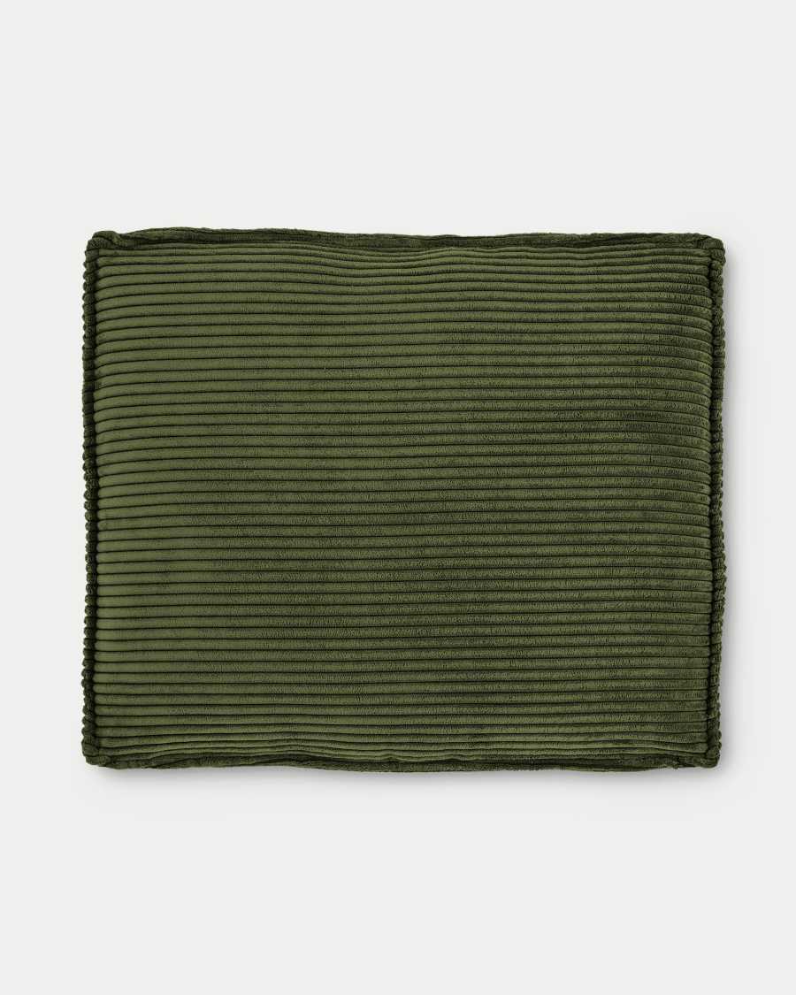 Blok fire-retardant cushion in thick green corduroy 50 x 60cm